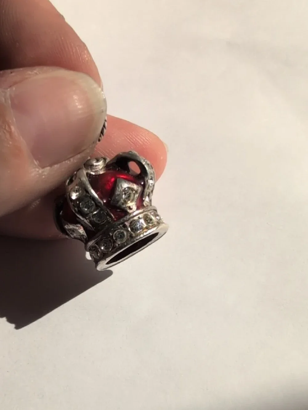 Brighton Silver Crown Pendant with Deep Red